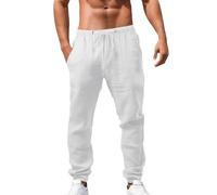 Pantalones deportivos para hombre, para primavera y verano, para todas las estaciones, transpirables, holgados, informales, estilo hip hop, Little House, blanco, 4XL