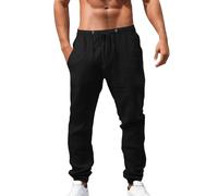 Pantalones deportivos para hombre, para primavera y verano, para todas las estaciones, transpirables, holgados, informales, estilo hip hop, Little House, Negro, 4XL