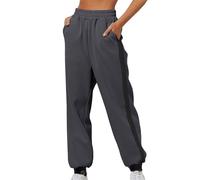 Pantalones deportivos para mujer, cintura alta, con puños, de gran tamaño, elásticos, de pierna recta, pantalones deportivos de color sólido con bolsillos, para trabajo, gimnasio, yoga, correr