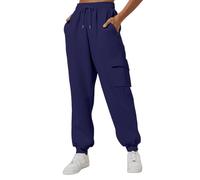 Pantalones deportivos para mujer, cintura alta, elásticos, con múltiples bolsillos, con puños, tobillos, estilo cargo, con cordón, casuales, ligeros, holgados, para senderismo, caminar, combatir al