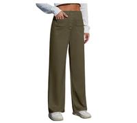 Pantalones deportivos para mujer, cintura elástica estampada, de moda, camuflaje, recortados, para citas, clubes, pantalones de mezclilla casuales de lino, formales y pequeños, verde, S