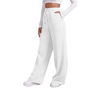 Pantalones deportivos para mujer con bolsillos, pierna ancha, pantalones de tela de tallas grandes, muselina, palazzo, pantalones de ocio, pantalones de entrenamiento, pantalones largos de moda