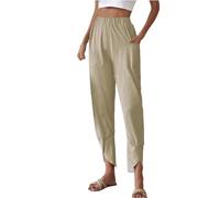 Pantalones deportivos para mujer con estampado multicolor, de piel, brillante, deportivo, elegante, chino, escalada, moda, negocios, casual, caqui, L