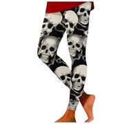Pantalones deportivos para mujer, pantalones capri 3/4, leggings terror, estampado de calavera, opacos, pantalones de ciclismo push up, pantalones ligeros de yoga, cintura alta, pantalones de jogging