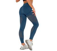 Pantalones deportivos para mujer Pantalones de cintura alta para mujer polainas de elástico traje de yoga leggings anti ellulita leggings polar térmico yoga pantalones, azul, M