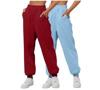 Pantalones deportivos para mujer, pantalones deportivos de algodón con puños, pantalones de chándal de pierna recta, pantalones deportivos con bolsillos y cordón para mujer, Rd4, L