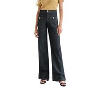 Pantalones deportivos para mujer, para club, trabajo, con abertura, pierna ancha, de camuflaje, de cuero, con franjas aireadas, de lino, para mujer, azul oscuro, L