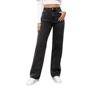 Pantalones deportivos que parecen jeans, jeans de pierna ancha para mujer, jeans rectos de cintura alta con bolsillos, gris oscuro, 3XL