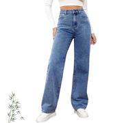 Pantalones deportivos que parecen vaqueros, pantalones de chándal para mujer, pierna ancha, pantalones de chándal de cintura alta con bolsillos, azul oscuro, XL