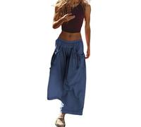 Pantalones deportivos sueltos de pierna ancha para mujer, con bolsillos, cintura elástica, pantalones de senderismo para mujer, pantalones casuales pequeños, azul marino, XS