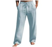 Pantalones elásticos al Aire Libre cómodos y Transpirables de Rayas Rectas de Lino de Verano para Hombres con cordón Pantalón Hombre Nieve