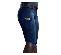 Pantalones elásticos de Color Liso for Mujer, con Bolsillos y realce Cadera, for Carreras Caballos para Exterior(Blue,M)