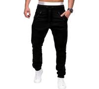 Pantalones Elásticos para Hombre Men's Athletic Joggers Casual Sweatpants with Zipper Pockets Black 3X Large