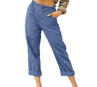 Pantalones En Chambray para Dama Rectos Marino Montaña Kaki Rayas Bordados Las Señora Zapatillas Baggy Brillos Palo Ladrillo Tactico Anticelulítico Gluteo Promociones Plateados Fit