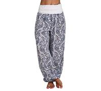 Pantalones Estilo Hippie Mujer Vendimia Estilo Nacional Pantalones Holgados Bombachos Ocasionales del Hippie Boyfriend Harem Pantalón Blanco XXL