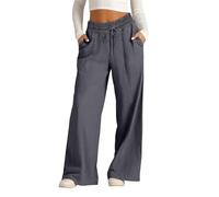 Pantalones Fino Verano Mujer Tallas Grandes Algodón y Lino Pantalones Mujer Pantalon Largos Ligeros Vintage Rectos con Bolsillos y Pliegues con Bolsillos Y Cordón Vintage Moda Playa Vacaciones Boho