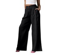 Pantalones Fino Verano Mujer Tallas Grandes Pantalones Anchos Largos Tallas Grandes Casuales Pantalon Palazzo Anchos Lino Algodón Suave Y Cómodo Elegantes Sueltos Pantalón Trabajo Largos con Bolsillos