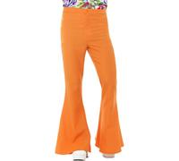 Pantalones Flare Naranja Smiffys 60s 70s Disco Retro Talla M L XL Poliéster