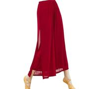 Pantalones fluidos de Danza clásica for Mujer, Hilo de Agua Ligero, Estilo Antiguo, Bailarina folclórica, Ropa de práctica de rima Corporal China con Pierna Wde(Red,XXL)