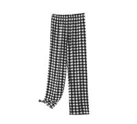 Pantalones Fluidos de Gran Tamaño Pantalones Baggy Plaid Corte Recto Bajo
