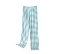 Pantalones Fluidos de Gran Tamaño Pantalones Baggy Plaid Corte Recto Bajo