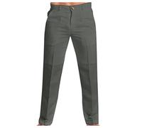 Pantalones formales de lino para hombre, pantalones de vestir de pierna recta con parte delantera plana, pantalones de trabajo de oficina de negocios, pantalones de trabajo inteligentes, elásticos,