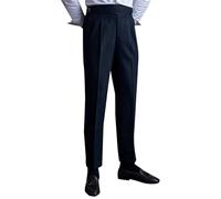 Pantalones formales y casuales elegantes para hombre Gurkha Nápoles estilo italiano Old Money, pantalones de vestir rectos con bolsillos inclinados sin necesidad de cinturón, Negro, 42