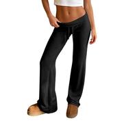 Pantalones genéricos de cintura baja estilo retro chic de ocio correr gimnasio acampanado pantalones largos Y2K Bootcut Leggings cintura elástica Pantalones de yoga plegables Overs Color sólido tallas