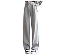 Pantalones grises para mujer de pierna ancha que fluyen pantalones casuales rectos cintura elástica pantalones deportivos 2024 otoño disfraces de carnaval pantalones de mujer, Gris claro., 3XL