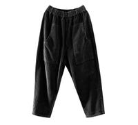 Pantalones gruesos de algodón para descansar, pantalones de pana para mujer, color sólido, a rayas, cálidos, básicos, versátiles, pantalones de invierno con bolsillos, ropa interior térmica suelta