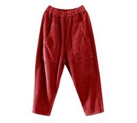 Pantalones gruesos de algodón para descansar, pantalones de pana para mujer, color sólido, a rayas, cálidos, básicos, versátiles, pantalones de invierno con bolsillos, ropa interior térmica suelta