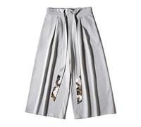 Pantalones Harem Hombre Pantalones Ancho Hombre Estilo Japonés Kimono Suelto, Con Cinturón Impreso Grúa Pantalones Casuales, Hippie, Medias De Jogging Hip-Hop para Tai-Chi Kung-Fu, gris, XXL