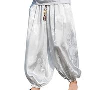 Pantalones Harem para hombre Kimono japonés de seda de hielo con impresión de bomba de yoga ajuste ancho de moda oscuros cómodos anchos de pierna casual al aire libre elástico cómodo gimnasio, Color
