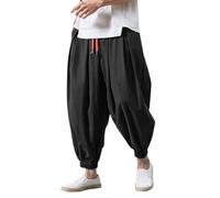 Pantalones harén para hombre, holgados, ligeros, informales, anchos, bombachos, pantalones de Aladino, con cordón, cintura elástica, pantalones medievales, Y2K, hippie, ropa de calle, pantalones