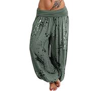 Pantalones harén para mujer, estilo bohemio, hippie, holgados, casuales, con puños en el tobillo, pantalones Alibaba, elásticos, de cintura alta, ligeros, para descansar, verano, playa, yoga, gitanos,