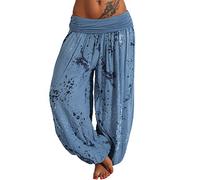 Pantalones harén para mujer, estilo bohemio, hippie, holgados, casuales, con puños en el tobillo, pantalones Alibaba, elásticos, de cintura alta, ligeros, para descansar, verano, playa, yoga, gitanos,