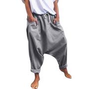 Pantalones harén para mujer, pantalones bombachos de cintura alta, holgados, vintage, pantalones casuales, lisos, elásticos, cómodos, transpirables, pantalones de playa para exteriores, cintura