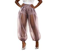 Pantalones harén para mujer, pantalones de verano para mujer, con cordón, corte holgado, pantalones informales, vacaciones, Aladin, estilo bohemio, pantalones de playa, monocolor, modernos