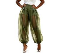 Pantalones harén para mujer, pantalones de verano para mujer, con cordón, corte holgado, pantalones informales, vacaciones, Aladin, estilo bohemio, pantalones de playa, monocolor, modernos