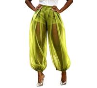 Pantalones harén para mujer, pantalones de verano para mujer, con cordón, corte holgado, pantalones informales, vacaciones, Aladin, estilo bohemio, pantalones de playa, monocolor, modernos