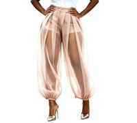 Pantalones harén para mujer, pantalones de verano para mujer, con cordón, corte holgado, pantalones informales, vacaciones, Aladin, estilo bohemio, pantalones de playa, monocolor, modernos