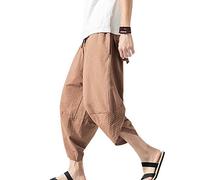 Pantalones Hippie Harem Hombres Verano Pantalones Bombachos Holgados Rayas Pantalones de Playa