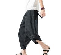 Pantalones Hippie Harem Hombres Verano Pantalones Bombachos Holgados Rayas Pantalones de Playa