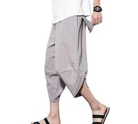 Pantalones Hippie Harem Hombres Verano Pantalones Bombachos Holgados Rayas Pantalones de Playa