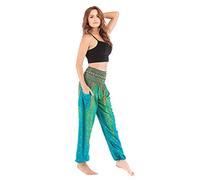 Pantalones hippie Harem para mujer, elásticos, con bolsillos, cintura alta, para gimnasio, deportes, yoga, verano, playa, talla única