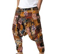 Pantalones Hippie harén para Hombre, Holgados, Bohemios, con Estampado de Entrepierna Baja, Pantalones de Pierna Ancha para Yoga, Pantalones de Harén para Hombre Bloomers Pantalones para Aladdin