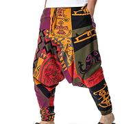 Pantalones Hippie harén para Hombre, Holgados, Bohemios, con Estampado de Entrepierna Baja, Pantalones de Pierna Ancha para Yoga, Pantalones de Harén para Hombre Bloomers Pantalones para Aladdin