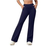 Pantalones holgados casuales de cintura alta y pierna ancha para mujer, con bolsillos, adecuados para yoga o negocios, pantalones de longitud completa, tela cómoda, tallas del Reino Unido, diseño