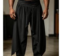 Pantalones holgados de capas para hombre, con cintura elástica, perfectos para actividades al y un estilo hippie, ropa Baddie