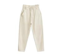 Pantalones holgados elásticos de cintura alta para mujer, jeans de cintura alta sólidos y sueltos para mujer, pantalones anchos, blanco, L